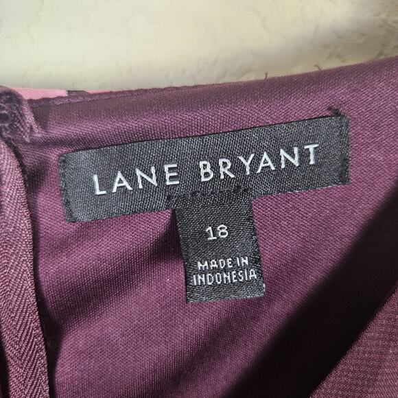 Lane Bryant Floral Blouse Womens 18 Lined Semi Sheer Career V-Neck Ruffle Party - Picture 10 of 14